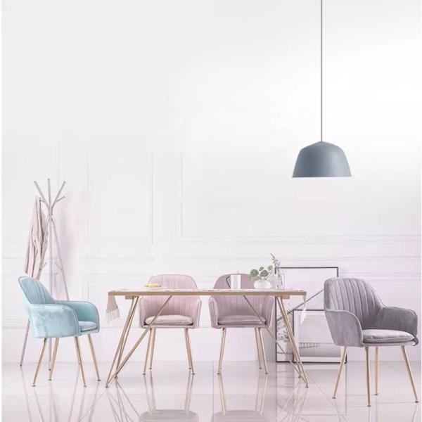 D52cm Modern Metal Dining Chairs Soft Mat Velvet Seat With Gold Plated Leg