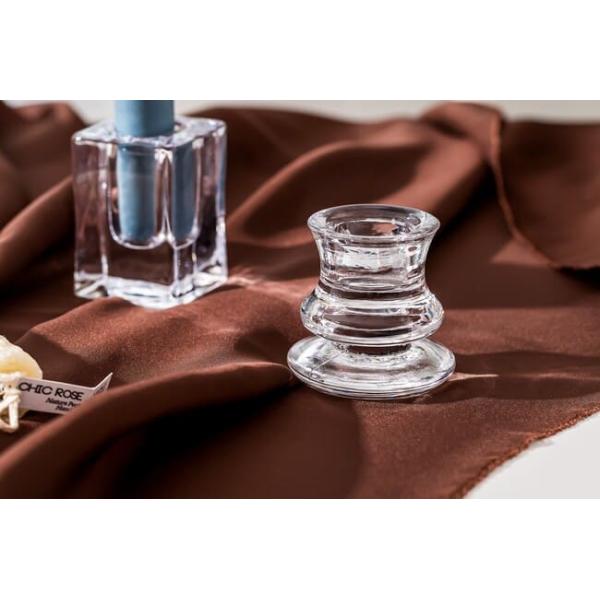 2 Inch Small Clear Glass Taper Candle Holders Lead Free Customized