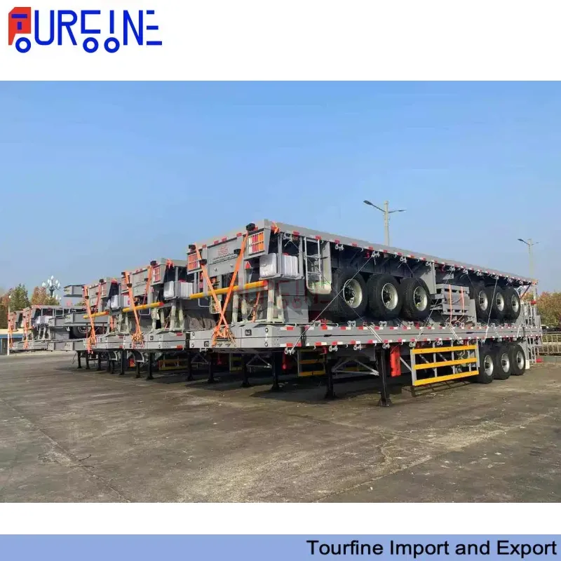 5 Axle 80 Ton Low Bed Semi Trailer With Reinforced Steel Frame For Heavy Equipment Transport
