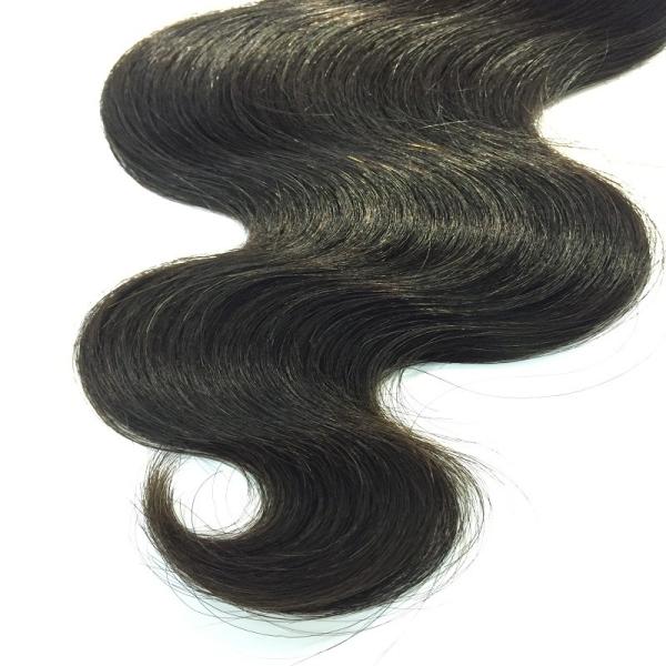 Hot Selling 100% Human Hair Extensions Natural Black  Brazilian Virgin Hair Body Wave With 4*4Inch Free Part  Closures