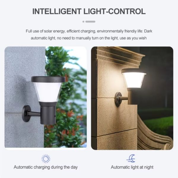 LED Solar Wall Light With High Efficiency Solar Panel 12H Working Time for Villa Garden Lighting