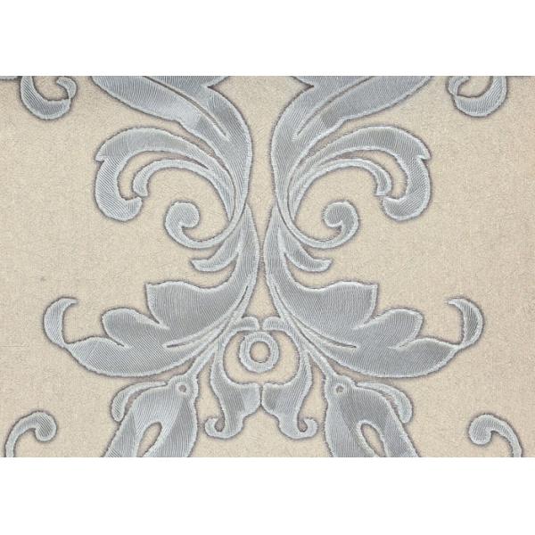Light Grey Victorian Damask Wallpaper Waterproof with Vinyl Material , 0.53*10M Size