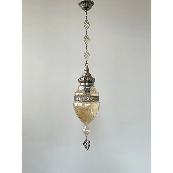 Light brown handmade glass Pendant lamp Moroccan bedroom bedside chandelier (WH-DC-76)
