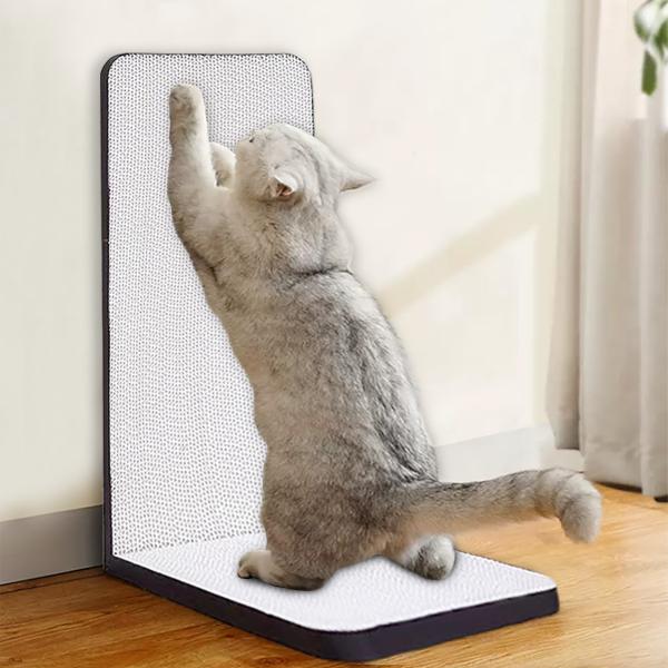 White L-Shaped Cat Scratching Board the Use of High Quality Corrugated Paper Grip and Wear Resistance
