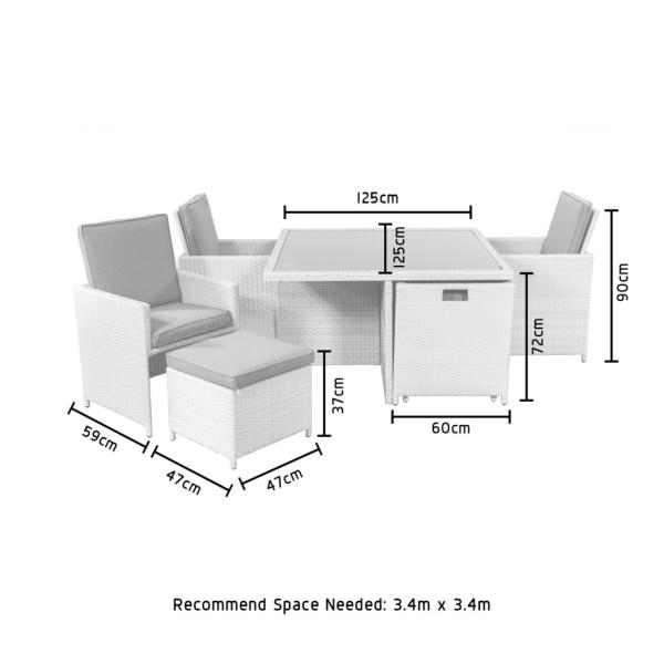 AJUNION PE Rattan Outdoor Dining Furniture Set for 4 Seating Compact Garden Furniture