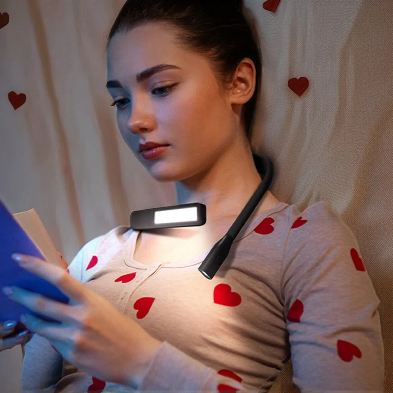Factory Direct Sales Night Reading LED Lighting Desk Lamp USB Charging Three Color Folding Double Head Hanging Neck Reading Lamp
