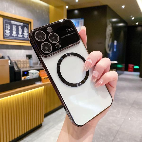 Модные девушки Большое окно Электропластированная магнитная телефонная крышка для iPhone 14/15 Pro Max