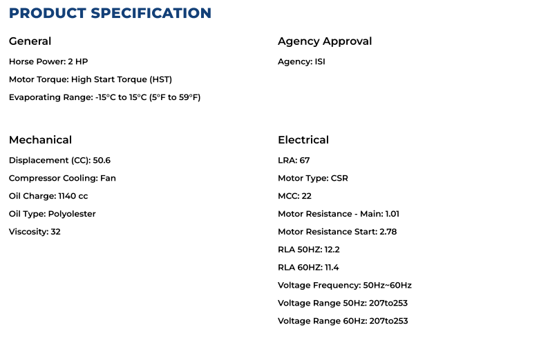 R404a AWS4532ZUZ Hermetic Piston Refrigeration Compressor 230V 1PH 50Hz or 60Hz