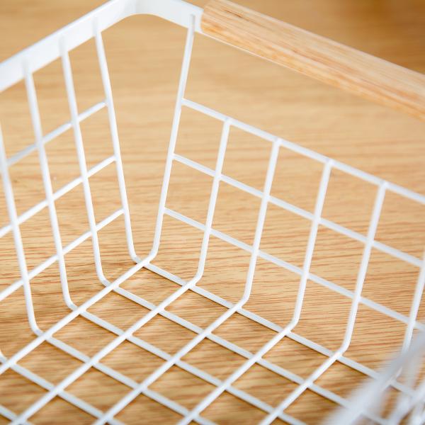 Metal Living Room Organizer White Table Wire Mesh Storage Baskets