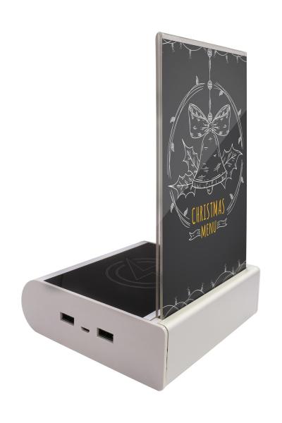Trangle Shape Top Table Smartphone Charging Station Menu Power Bank With Acrylic Sheet