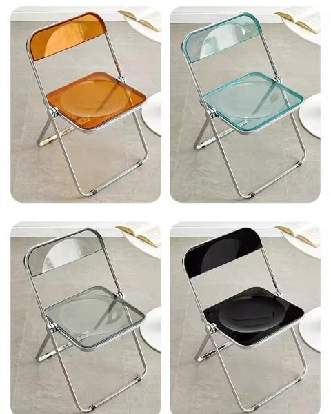 Modern Acrylic Stackable, Plastic Folding Dining Room Armless Home Comfortable Event Chair, Clear, Transparent