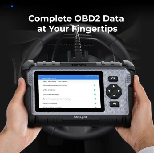 TOPDON ArtiDiag 500 5 Herramienta de escaneo - PCM/TCM/ABS/SRS 4 Sistemas y 6 funciones de restablecimiento Actualizaciones de por vida Tecnología AutoVIN Flujo gráfico de datos en vivo