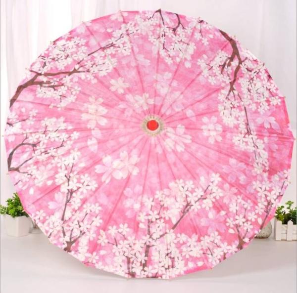 Ancient Chinese Style Oiled Paper Umbrella 42cm Radius 60cm Length Wooden Gourd Top