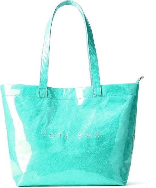 Fashion Casual Street Reusable Environmental Handbag Zipper Tote Bag, Kraft Paper Beach Bag Large Hobo Carry All Travel Shopping Handbag Plastic Shoulder Bag