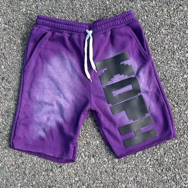 Fechamento de cordas personalizadas de algodão Francês Terry Sun Fading High Waist Shorts para Homens