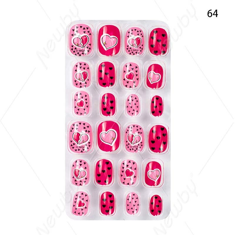 Short Safe ABS Kids Press On Nails 24Pcs Cute Cartoon for Girls Party Gift