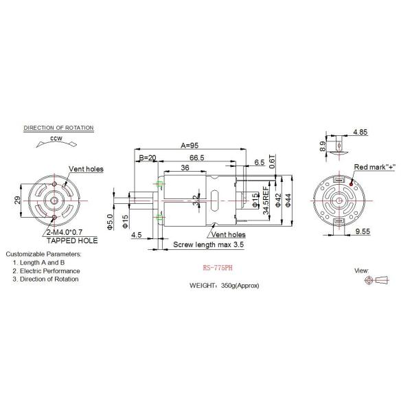 24v 12 Volt DC Motor High Torque , RS 775 DC Motor 42mm Diameter For Power Tools