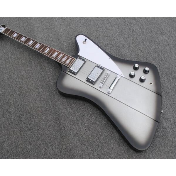 Lines up silver top Firebird Electric Guitar set-in neck style firebird custom guitar black edges firebird