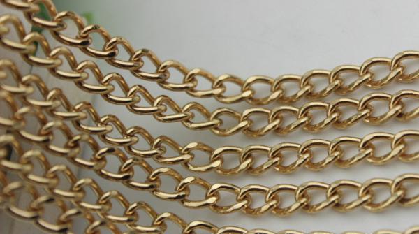 Design fashion wild purse hardware iron 7 mm width gold chain for bag