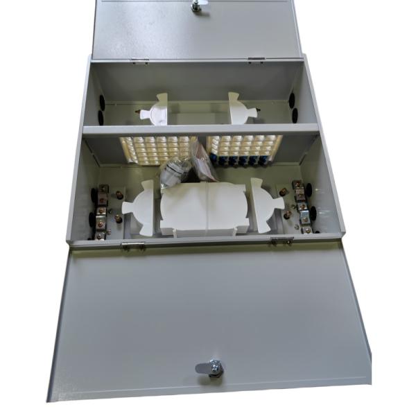 Dual Door Double Locks Metal Wall Mount Fiber Enclosure 72 Port