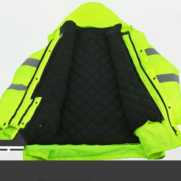 Traffic Duty High Visibility Rain Coats Oxford Fabric Warm Windproof