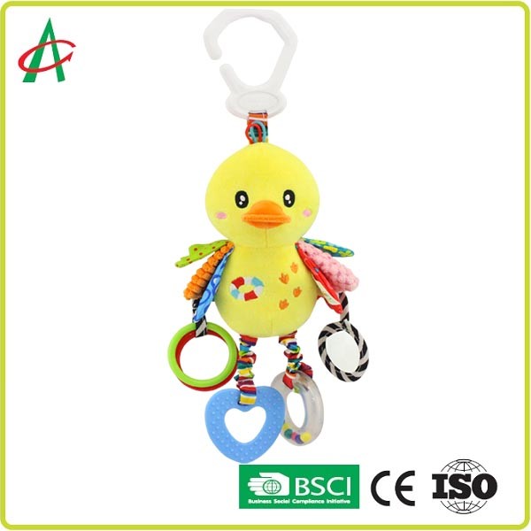 Duck Baby Plush Rattle jaune 8x25cm pour des filles et des garçons