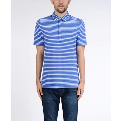 Combed Cotton Men's Stripes Polo Shirt Four - button Placket Mixed Color