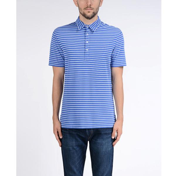 Combed Cotton Men's Stripes Polo Shirt Four - button Placket Mixed Color