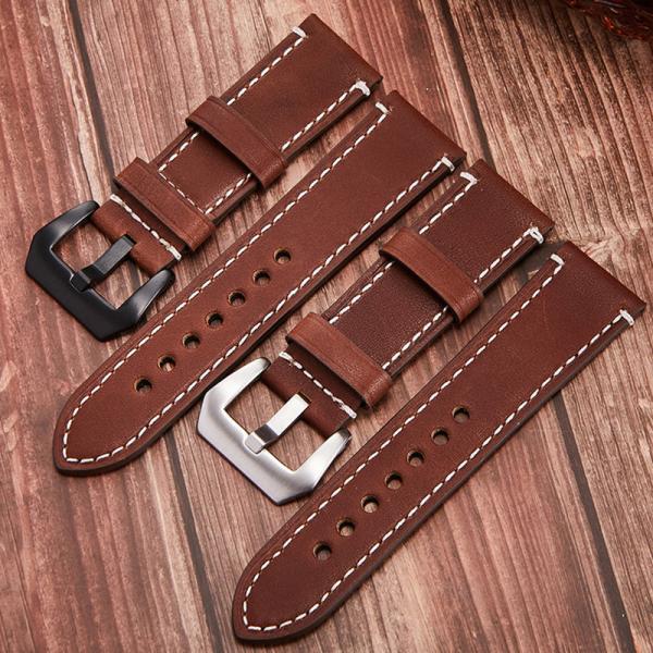 Watch band  leather wrist strap watch accessories pin buckle strap 20mm22mm24mm suitable for smart watch flat interface