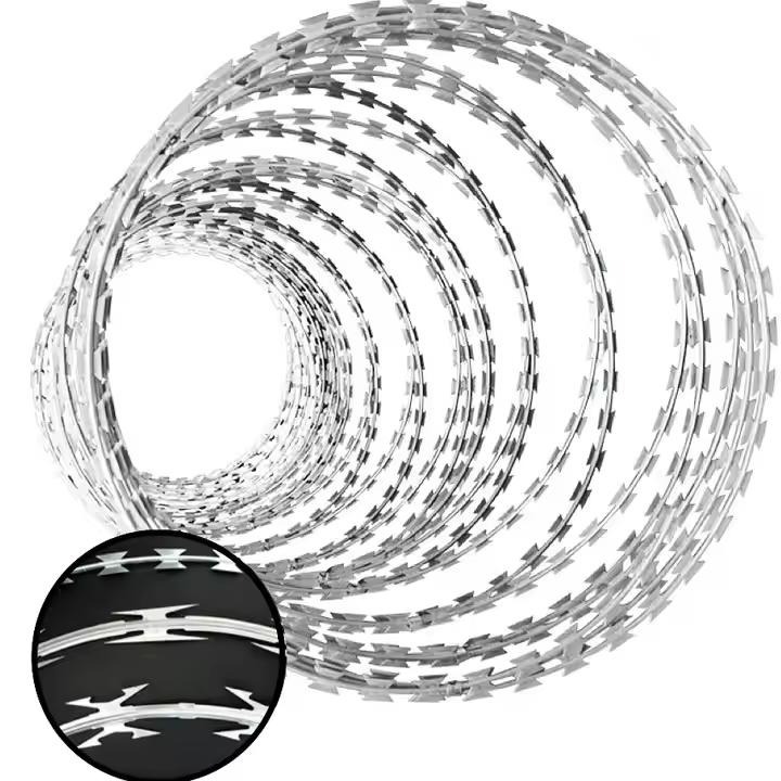 Hot Dipped Galvanized BTO-22 Concertina Razor Barbed Wire Anti Climb Security Blade Wire for Farm Wall Fence Kenya Market