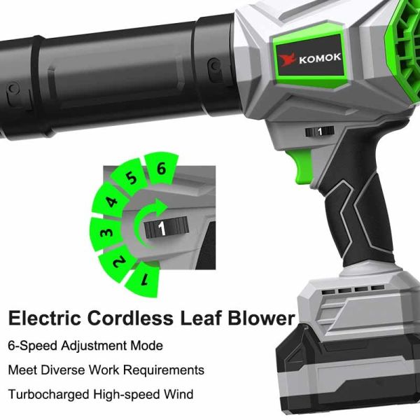 Cordless Leaf Blower, 21V Battery Powered Leaf Blower with Brushless Motor, 6-Speed Adjustable 53m/s Airflow, Lightweight Handheld Blower for Lawn Yard Cleaning