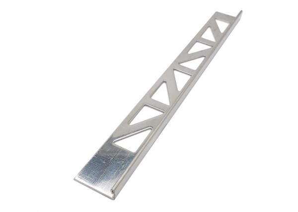 Straight Edge Stainless Steel Tile Trim 10*2500mm 8k Mirror Finish Triangle Puching Hole