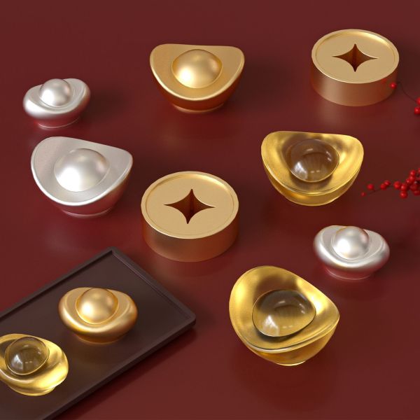 Spring Festival Celebration Silicone Mold DIY Four Grid Jubao Zhaocai Yuanbao Ping An Copper Coin Buckle Dropping Mold