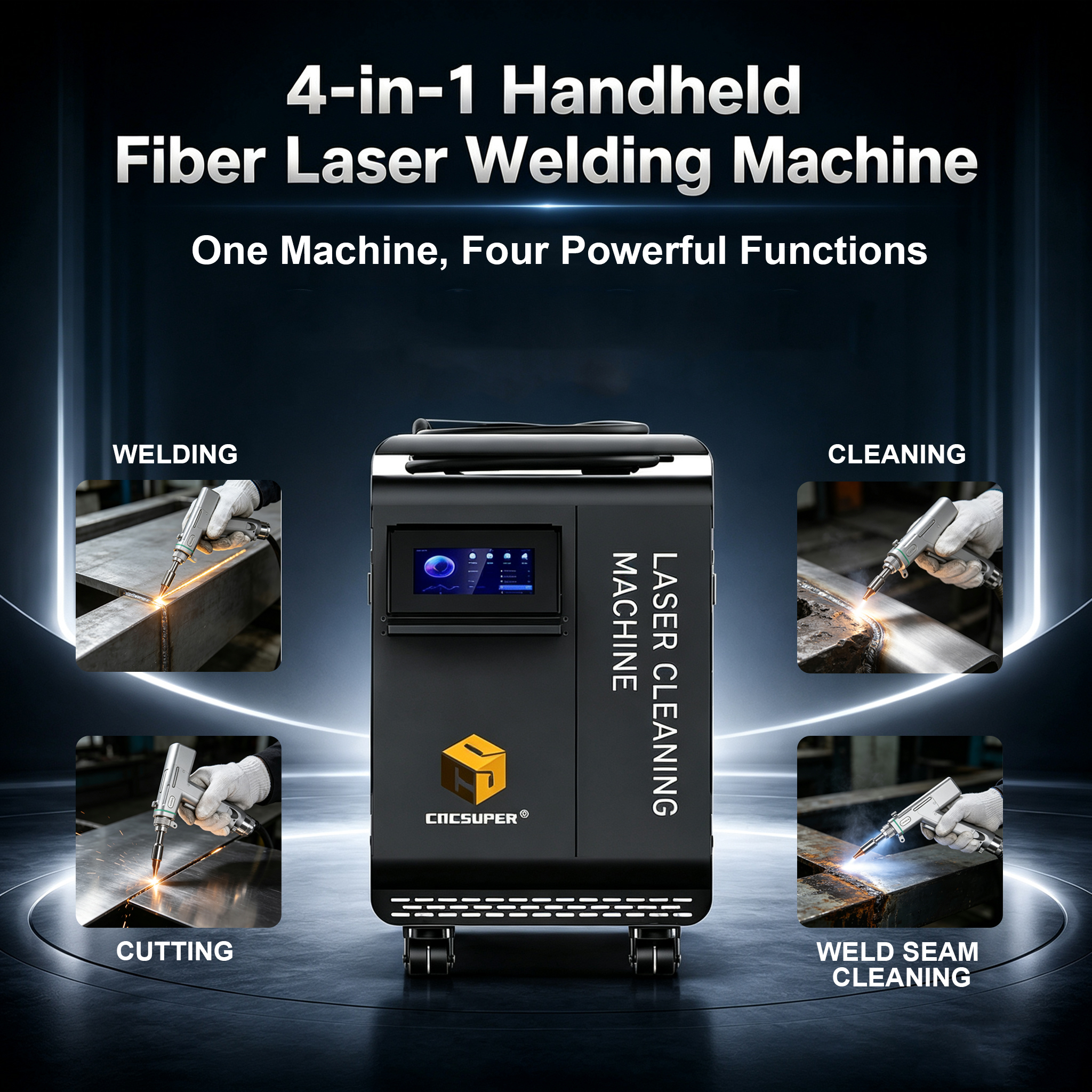 All‑in‑One Handheld Fiber Laser Machine With Weld Cut Weld Seam Clean