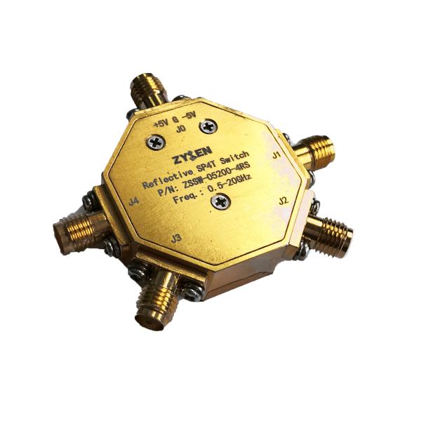 0.5 to 20GHz Wideband SP4T Pin Diode Switch 60dB, SMA Connector