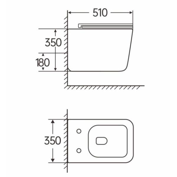 New Turbo Flush Washdown P Trap Wall Hung Toilet