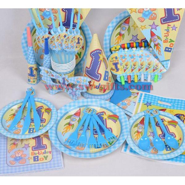Boy first birthday Rocket bear birthday Kids Birthday Decoration Set Baby Birthday Party pack