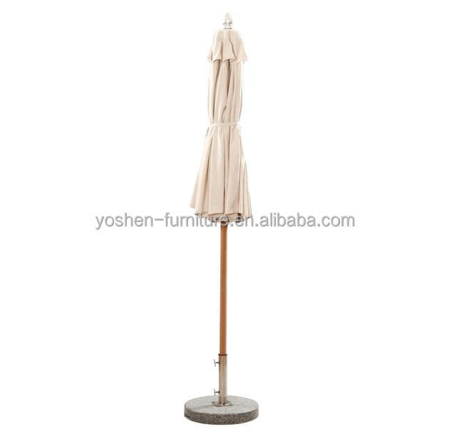 All Weather 10 Feet Outdoor Beach Round Canvas Wooden Parasol Hotel Resort Picnic Teak Pole Umbrella Sun Shade