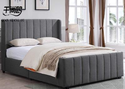 Grey Solid Wood Double Bed Frame 137*203cm 153*203cm with Linen Cover