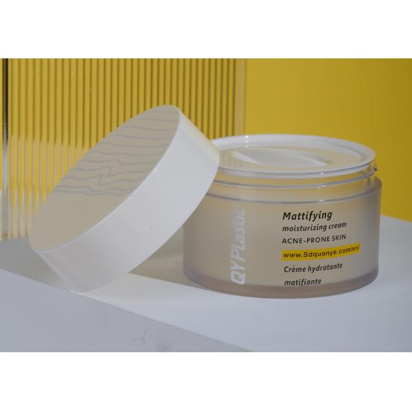 Givré imprimant le pot en plastique de crème de visage avec le corps blanc 200ml 250ml de haut chapeau