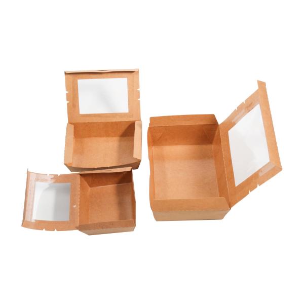 Disposable Paper Take Out Boxes Sushi Box With PET Window Snack Paper Box