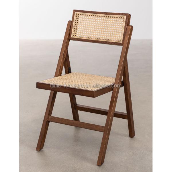 Restaurant Hotel Nordic Modern Natural Rattan Foldable Solid Wood Dining Chair for Dining Room Furniture