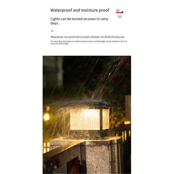 Outdoor Modern Solar LED Pillar Lamp for Courtyard Park Lighting Input Voltage V 3.7V