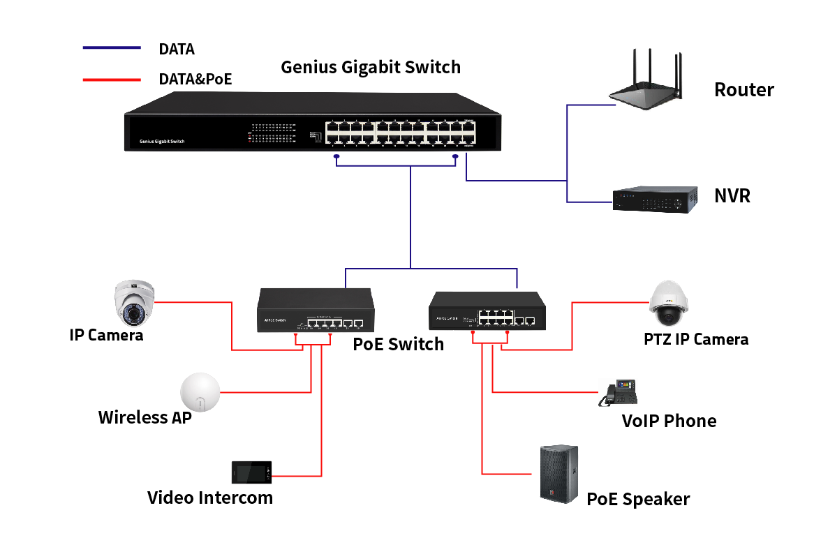 24-Port Gigabit Unmanaged Ethernet Switch with Smart VLAN & Extend Mode CE Fanless