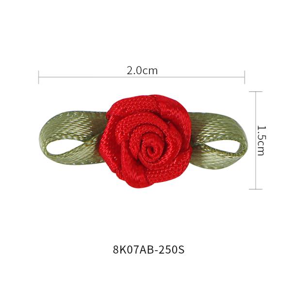 MSD Mini Ribbon Roses Artificial Fabric Flowers with Green Leaves Mixed Color Rosettes for Garment Decoration