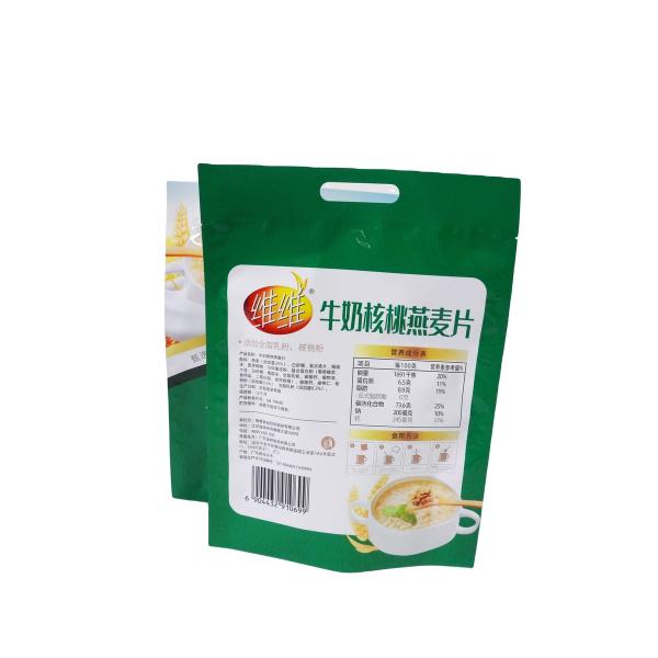 Sécurité Taille de la main Poignée facile à transporter Avoine du matin Sac d'emballage stratifié alimentaire