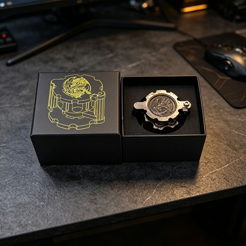 Antique Silver 374g Heavyweight Metal Dice Spinner with 3D Dragon Relief and Sliding Hidden Compartment for RPG Gear