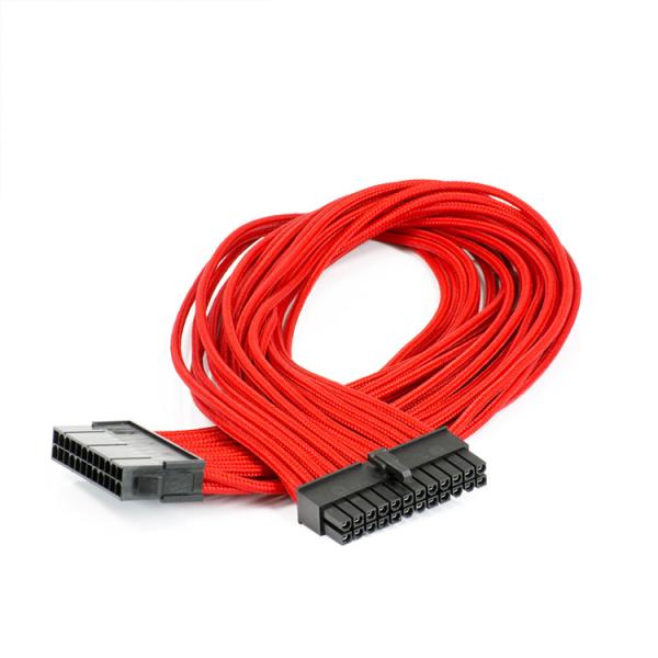 Good quality Red sleeved 24 pin ATX power supply extension cable 18AWG