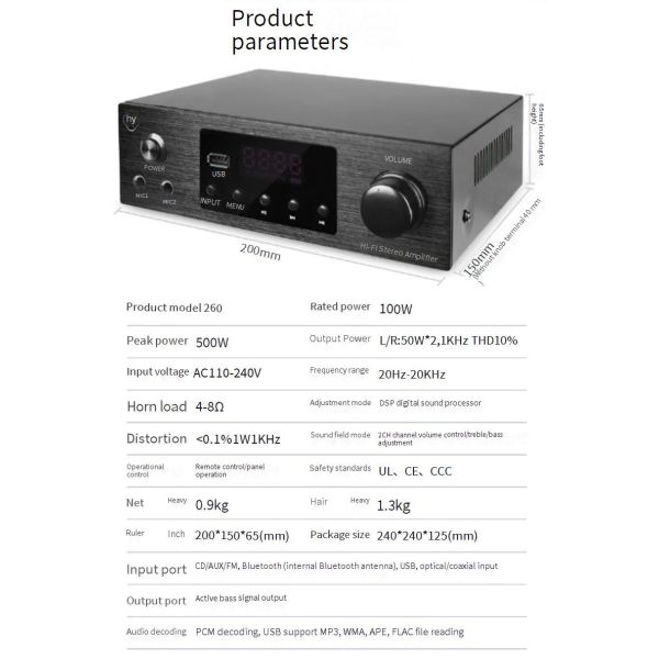Original Brand 3 Channel (2.1) Home Amplifier with Aluminium Material for Superior Audio Quality