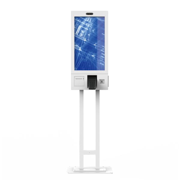 27/32-inch Self-service Ordering Kiosk, with card payment support and built-in ticket printer, 1920*1080 resolution.